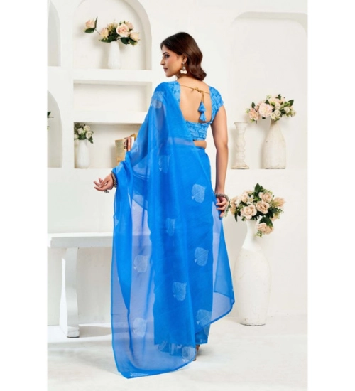Women's Linen Cotton Printed Ready To Wear Saree With Unstitched Blouse 5.5 Mtr (Royal_Blue) Women's Linen Cotton Printed Ready To Wear Saree With Unstitched Blouse 5.5 Mtr (Royal_Blue)