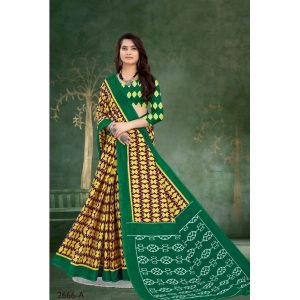 Generic Women's Soft Pure Cotton Printed Saree With Unstitched Blouse 5.5Mtr (Multicolor)