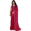 Dropship Women's Jimmy choo Embellished Bollywood Saree With Unstitched Blouse 5.5Mtr (Red)