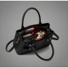 Women's PU Leather Solid Shoulder Zipper Handbag (Black)