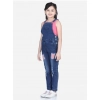Girl's Denim Patch Work Buttoned Dungaree (Blue) Girl's Denim Patch Work Buttoned Dungaree (Blue)