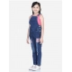 Girl's Denim Patch Work Buttoned Dungaree (Blue)