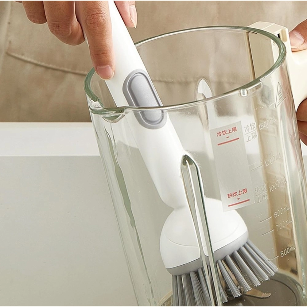 TPR-Plastic Solid Electric Liquid Soap Dispensing Cleaning Brush with Handle (Grey-White) TPR-Plastic Solid Electric Liquid Soap Dispensing Cleaning Brush with Handle (Grey-White)