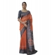 Women's Faux_Tussar Ikat Saree With Unstitched Blouse 5.5Mtr (Orange) Women's Faux_Tussar Ikat Saree With Unstitched Blouse 5.5Mtr (Orange)