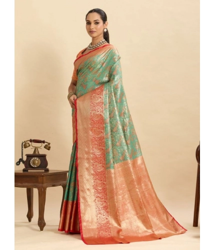 Women's Faux_Banarasi_Silk Woven Saree With Unstitched Blouse 5.5Mtr (Green)