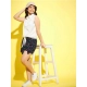 Girl's Polyester Lurex Printed Sleeveless Top Set (White-Navy) Girl's Polyester Lurex Printed Sleeveless Top Set (White-Navy)