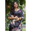 Women's Faux_Tussar Floral Saree With Unstitched Blouse 5.5Mtr (Black) Women's Faux_Tussar Floral Saree With Unstitched Blouse 5.5Mtr (Black)