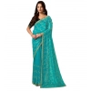 Women's Net Sequence Saree With Unstitched Blouse 5.5Mtr (Turquoise)