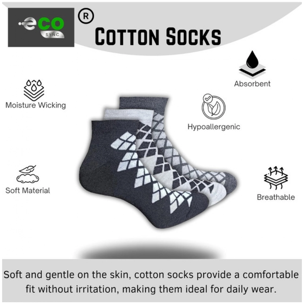 3_Pair Set Unisex Casual Cotton Printed Low Cut Socks (Multicolor)