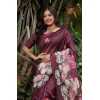 Women's Faux_Tussar Floral Saree With Unstitched Blouse 5.5Mtr (Purple) Women's Faux_Tussar Floral Saree With Unstitched Blouse 5.5Mtr (Purple)