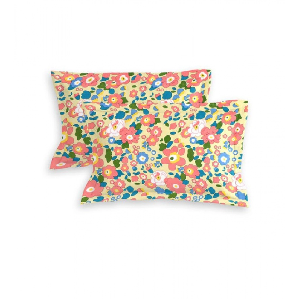 Cotton Blend Floral Printed Double Bedsheet with 2 Pillow Covers (Yellow) Cotton Blend Floral Printed Double Bedsheet with 2 Pillow Covers (Yellow)