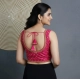 Women's Silk Blend Embroidered V-Neck Non Padded Blouse (Pink 38 Ready (Alterable up to 42)