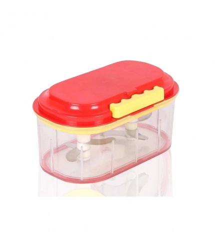 Pack Of 2_Twin Bowl Dual-Blade Hand Chopper | Manual Food Processor for Vegetables And Fruits (Color: Assorted )
