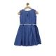 Girl's Denim Embellished Sleeveless Dress with Belt (Blue) Girl's Denim Embellished Sleeveless Dress with Belt (Blue)