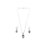 Women's Brass Silver Plated Pendant Set (Grey)