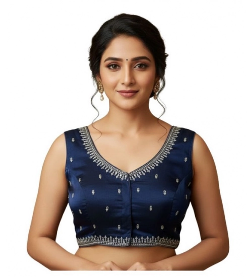 Women's Zimmi Choo Sequin Work V-Neck Padded Blouse (Navy 38 Ready (Self Alterable 36–40)