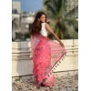 Women's Linen Printed Saree With Unstitched Blouse 5.5Mtr (Pink) Women's Linen Printed Saree With Unstitched Blouse 5.5Mtr (Pink)