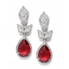 Women's Brass Silver Plated Drop Earrings (Red)