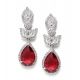 Women's Brass Silver Plated Drop Earrings (Red)