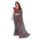 Women's Georgette Printed Saree With Unstitched Blouse 5.5Mtr (Black)