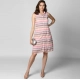 Women's Polyester Striped Sleeveless Dress (Pink)