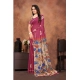Women's Linen Printed Saree With Unstitched Blouse 5.5Mtr (Purple) Women's Linen Printed Saree With Unstitched Blouse 5.5Mtr (Purple)