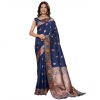 Women's Faux_Banarasi_Silk Woven Saree With Unstitched Blouse 5.5Mtr (Navy_Blue) Women's Faux_Banarasi_Silk Woven Saree With Unstitched Blouse 5.5Mtr (Navy_Blue)