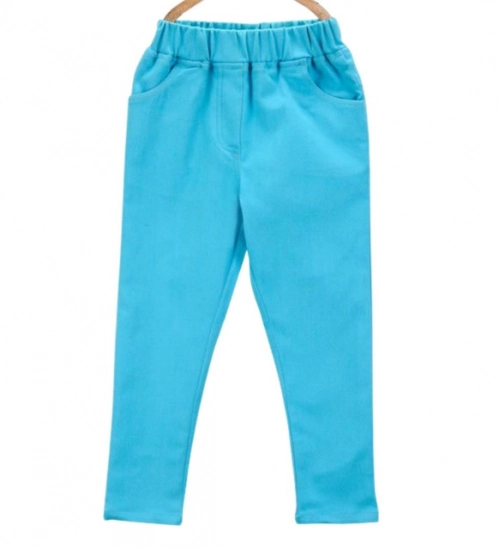 Girl's Denim Solid Elasticated Jeggings cum Jeans (Blue)