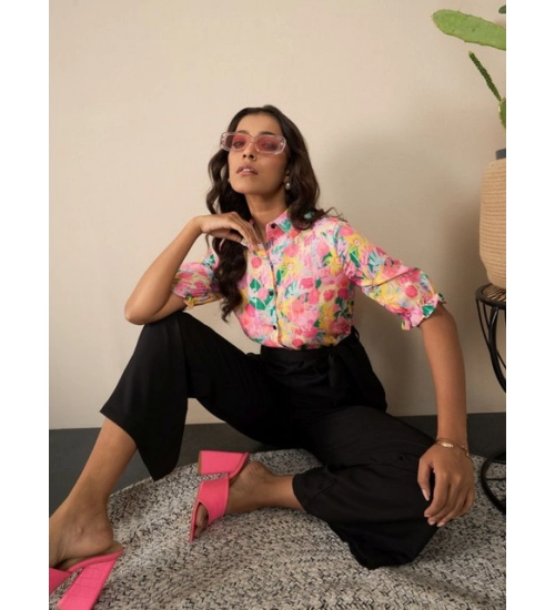 Women's Polyester Floral Half Sleeves Jumpsuit (Multicolor)
