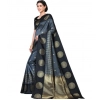 Women's Soft Lichi Silk Printed Saree With Unstitched Blouse 5.5Mtr (Black) Women's Soft Lichi Silk Printed Saree With Unstitched Blouse 5.5Mtr (Black)