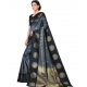 Women's Soft Lichi Silk Printed Saree With Unstitched Blouse 5.5Mtr (Black)