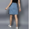 Women's Denim Brick Style Buttoned Skirt (Blue)