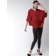 Women's Polyester Solid Cape Sleeve Top (Red)