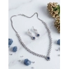 Women's Brass Silver Plated Necklace set (Blue)