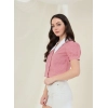Women's Cotton Checkered Half Sleeve Shirt (Red - White)