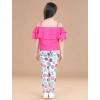 Girl's Cotton Floral Elasticated Jegging and Top (Pink)