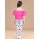 Girl's Cotton Floral Elasticated Jegging and Top (Pink) Girl's Cotton Floral Elasticated Jegging and Top (Pink)