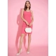 Women's Polyester Lycra Solid Shoulder Straps Dress (Pink)