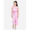 Girl's Rayon Flamingo Print Sleeveless Jumpsuit (Pink)