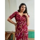 Women's Satin Crepe Printed Saree With Unstitched Blouse 5.5Mtr (Maroon)