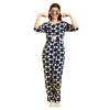 Girl's Cotton Polka 3-4th Sleeve Jumpsuit (Multicolor)