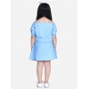 Girl's Denim Solid Cold Shoulder Top and Skirt Set (Light Blue)