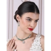 Women's Brass Silver Plated Necklace set (Green)