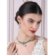 Women's Brass Silver Plated Necklace set (Green)