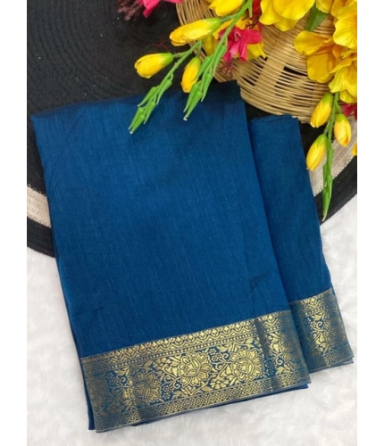 Women's Vichitra Silk Printed Saree With Unstitched Blouse 5.5Mtr (Rama)