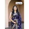 Women's Soft Lichi Silk Printed Saree With Unstitched Blouse 5.5Mtr (Navy Blue) Women's Soft Lichi Silk Printed Saree With Unstitched Blouse 5.5Mtr (Navy Blue)