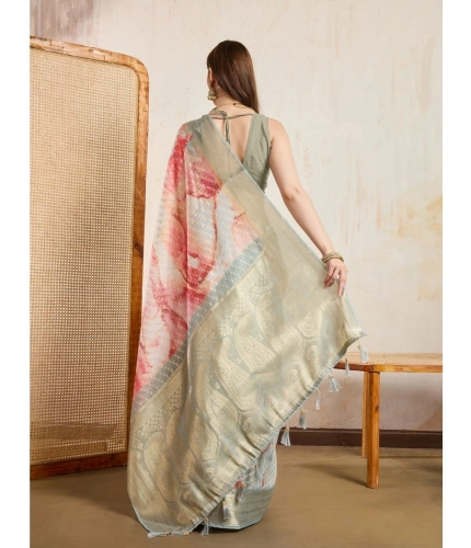 Women's Viscose Printed Saree With Unstitched Blouse 5.5Mtr (Cream) Women's Viscose Printed Saree With Unstitched Blouse 5.5Mtr (Cream)