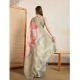 Women's Viscose Printed Saree With Unstitched Blouse 5.5Mtr (Cream)