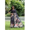 Women's Faux_Tussar Floral Saree With Unstitched Blouse 5.5Mtr (Black) Women's Faux_Tussar Floral Saree With Unstitched Blouse 5.5Mtr (Black)