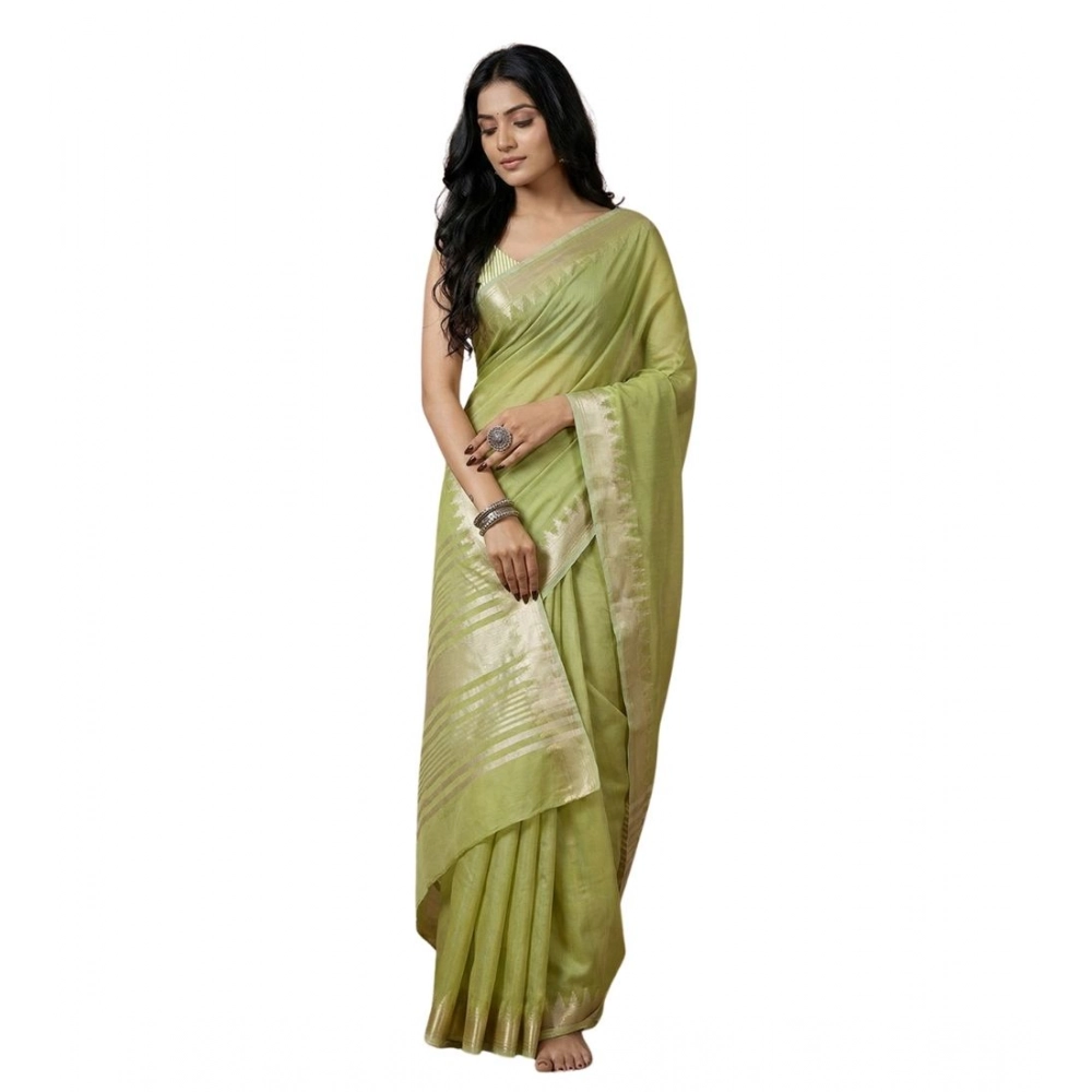 Women's Cotton Printed Saree With Unstitched Blouse 5.5Mtr (Light Green) Women's Cotton Printed Saree With Unstitched Blouse 5.5Mtr (Light Green)
